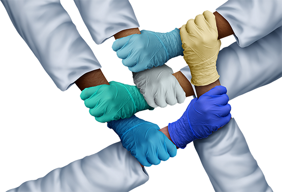 Doctor's hands supporting each other